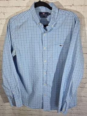 Vineyard Vines Men’s Tucker Shirt Blue White CheckPlaid Button Down Size M